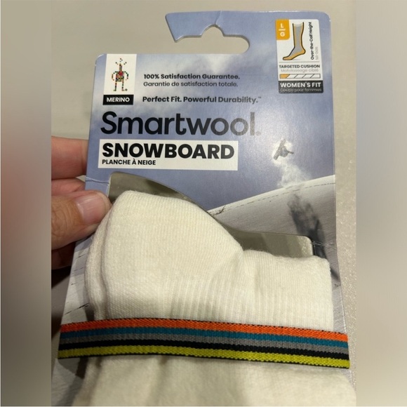 Smartwool Women's Large Snowboard OTC Socks Targeted Cushion White Purple NWT - Picture 2 of 7